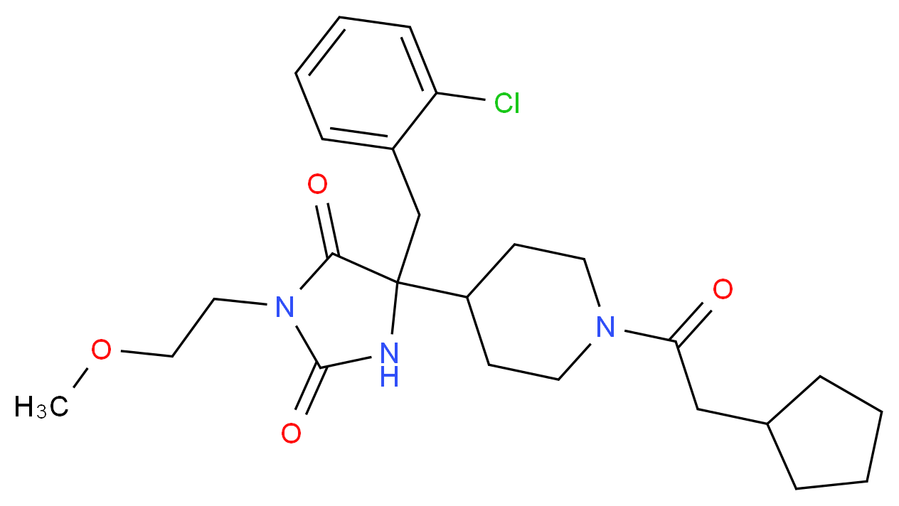 5-(2-chlorobenzyl)-5-[1-(cyclopentylacetyl)-4-piperidinyl]-3-(2-methoxyethyl)-2,4-imidazolidinedione_分子结构_CAS_)