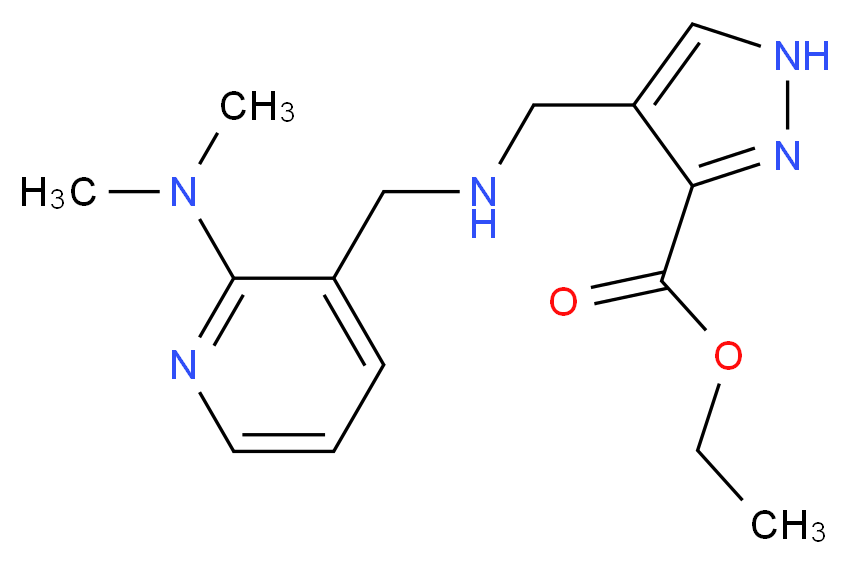 ethyl 4-[({[2-(dimethylamino)-3-pyridinyl]methyl}amino)methyl]-1H-pyrazole-3-carboxylate_分子结构_CAS_)