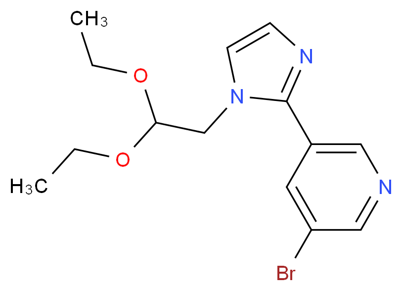 3-Bromo-5-[1-(2,2-diethoxyethyl)-1H-imidazol-2-yl]pyridine 97%_分子结构_CAS_)