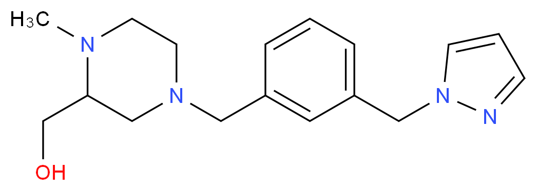 {1-methyl-4-[3-(1H-pyrazol-1-ylmethyl)benzyl]piperazin-2-yl}methanol_分子结构_CAS_)