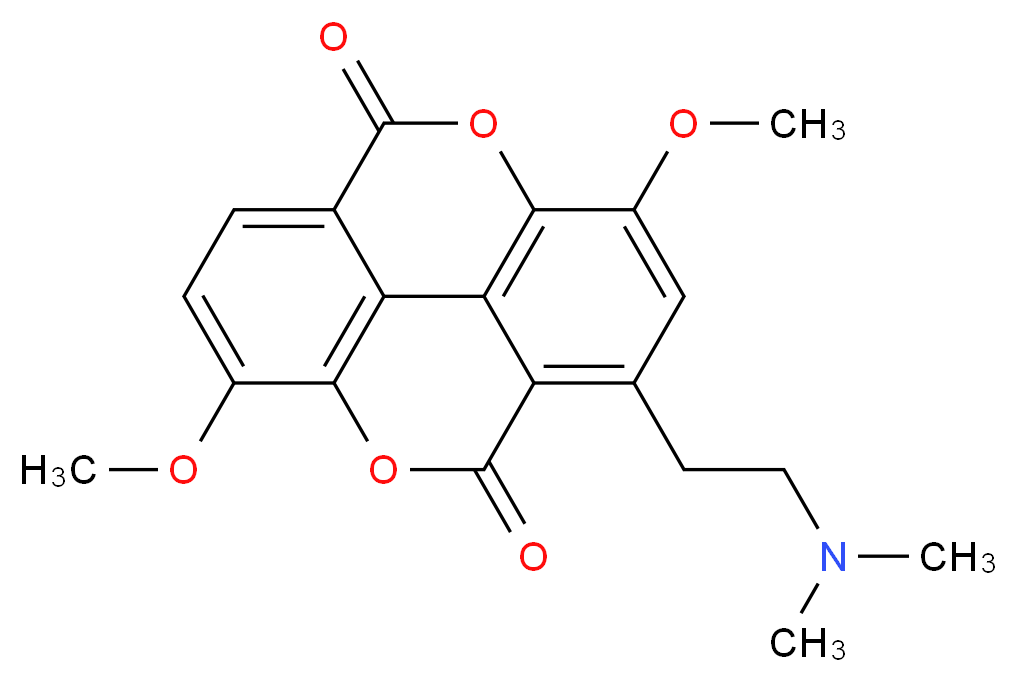 5-[2-(dimethylamino)ethyl]-7,14-dimethoxy-2,9-dioxatetracyclo[6.6.2.0<sup>4</sup>,<sup>1</sup><sup>6</sup>.0<sup>1</sup><sup>1</sup>,<sup>1</sup><sup>5</sup>]hexadeca-1(15),4(16),5,7,11,13-hexaene-3,10-dione_分子结构_CAS_602-07-3