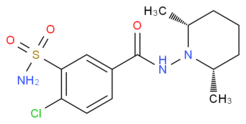 4-chloro-N-[(2R,6S)-2,6-dimethylpiperidin-1-yl]-3-sulfamoylbenzamide_分子结构_CAS_636-54-4