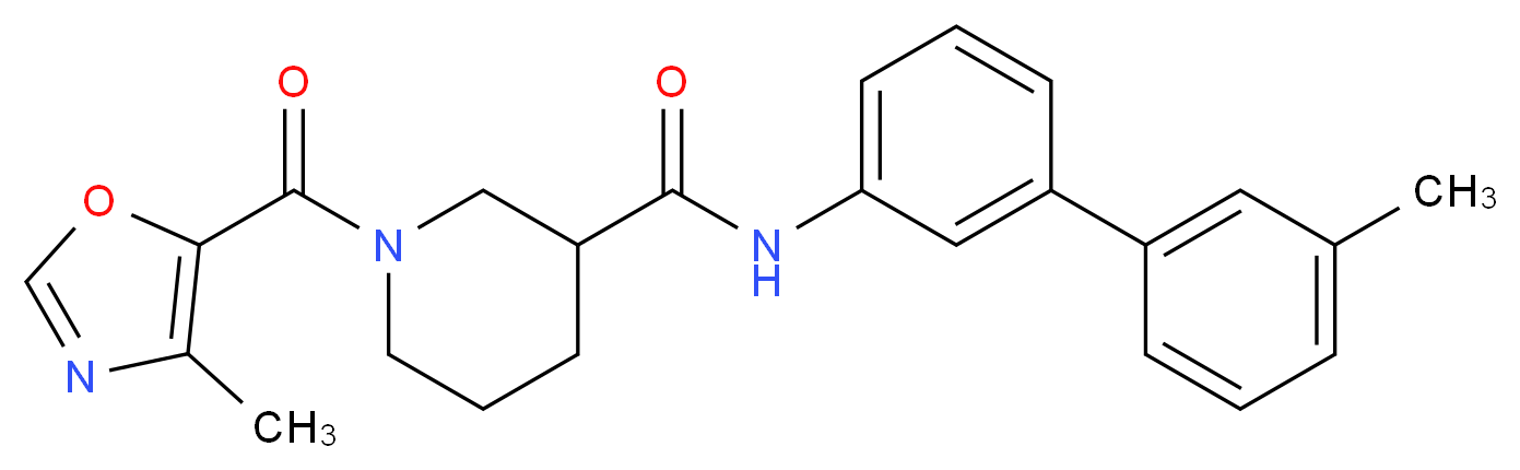 N-(3'-methyl-3-biphenylyl)-1-[(4-methyl-1,3-oxazol-5-yl)carbonyl]-3-piperidinecarboxamide_分子结构_CAS_)