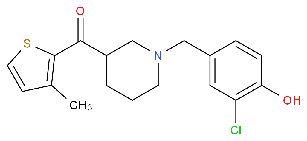 [1-(3-chloro-4-hydroxybenzyl)-3-piperidinyl](3-methyl-2-thienyl)methanone_分子结构_CAS_)
