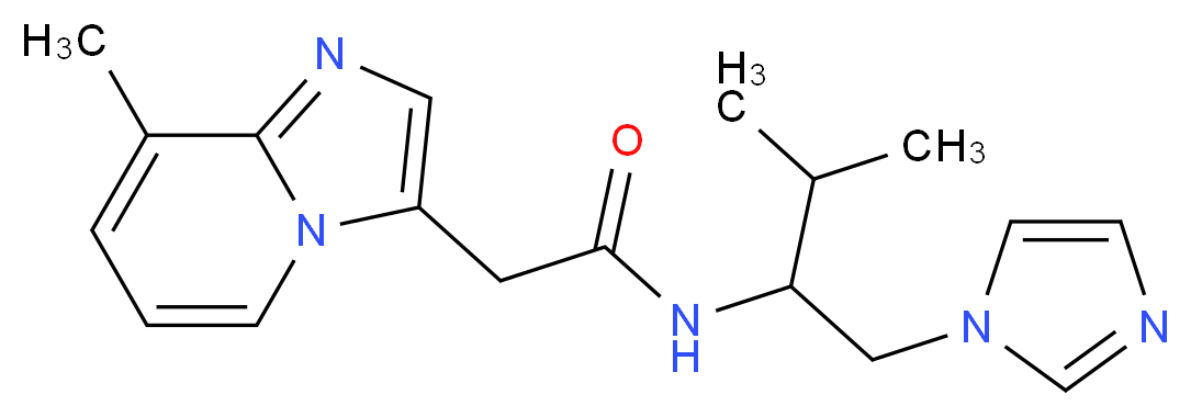 N-[1-(1H-imidazol-1-ylmethyl)-2-methylpropyl]-2-(8-methylimidazo[1,2-a]pyridin-3-yl)acetamide_分子结构_CAS_)