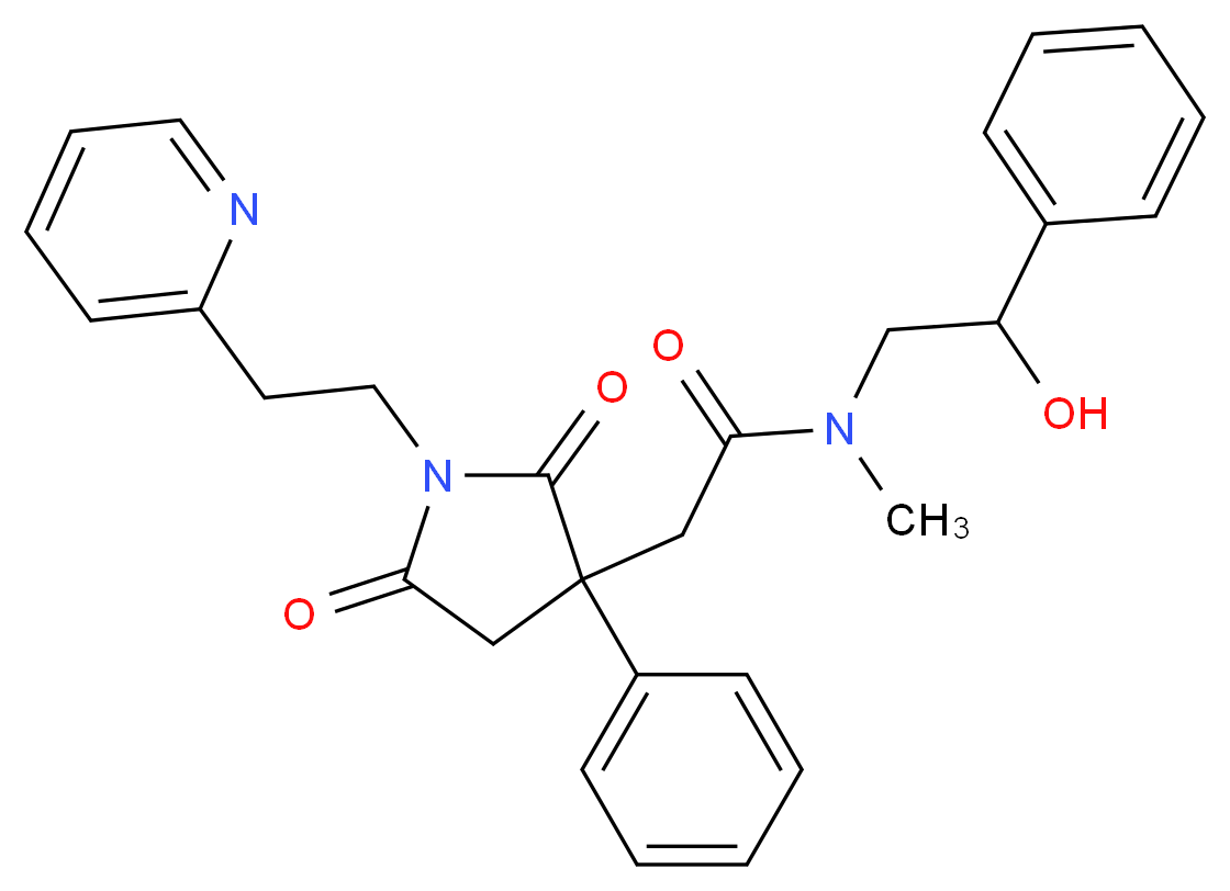 2-{2,5-dioxo-3-phenyl-1-[2-(2-pyridinyl)ethyl]-3-pyrrolidinyl}-N-(2-hydroxy-2-phenylethyl)-N-methylacetamide_分子结构_CAS_)