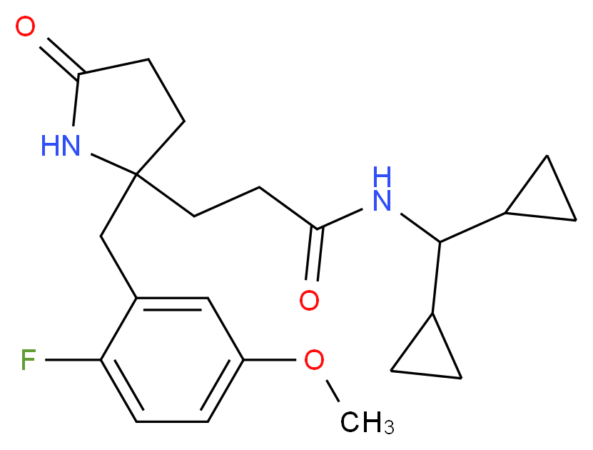 N-(dicyclopropylmethyl)-3-[2-(2-fluoro-5-methoxybenzyl)-5-oxo-2-pyrrolidinyl]propanamide_分子结构_CAS_)