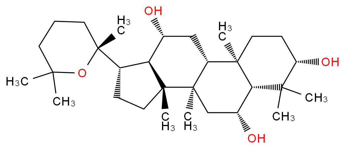 (1R,2R,5S,7R,8R,10R,11R,14S,15R,16R)-2,6,6,10,11-pentamethyl-14-[(2R)-2,6,6-trimethyloxan-2-yl]tetracyclo[8.7.0.0<sup>2</sup>,<sup>7</sup>.0<sup>1</sup><sup>1</sup>,<sup>1</sup><sup>5</sup>]heptadecane-5,8,16-triol_分子结构_CAS_32791-84-7