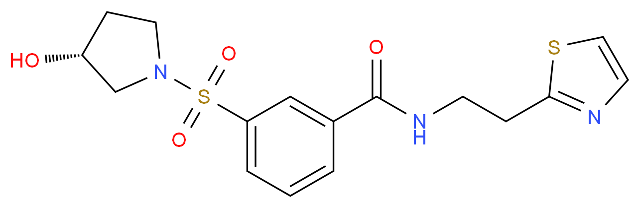 3-{[(3R)-3-hydroxypyrrolidin-1-yl]sulfonyl}-N-[2-(1,3-thiazol-2-yl)ethyl]benzamide_分子结构_CAS_)