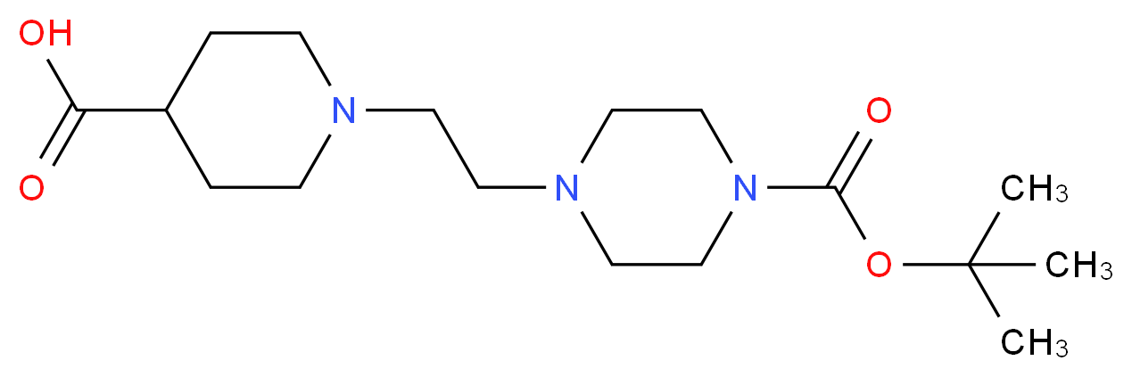 1-{2-[4-(tert-Butoxycarbonyl)piperazino]ethyl}-4-piperidinecarboxylic acid_分子结构_CAS_874831-74-0)