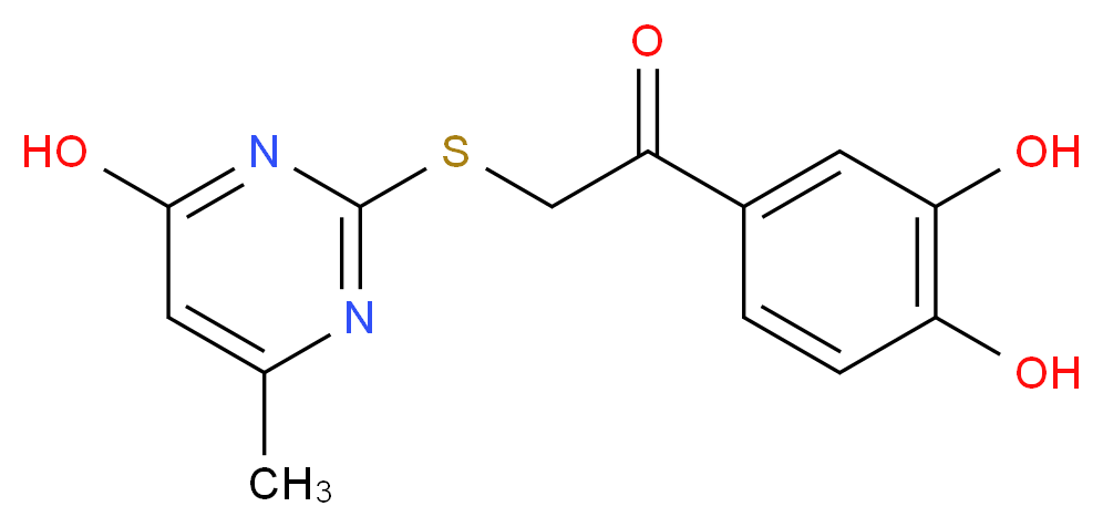 1-(3,4-dihydroxyphenyl)-2-[(4-hydroxy-6-methylpyrimidin-2-yl)sulfanyl]ethan-1-one_分子结构_CAS_429649-34-3