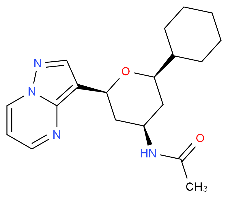N-[(2R*,4R*,6S*)-2-cyclohexyl-6-pyrazolo[1,5-a]pyrimidin-3-yltetrahydro-2H-pyran-4-yl]acetamide_分子结构_CAS_)