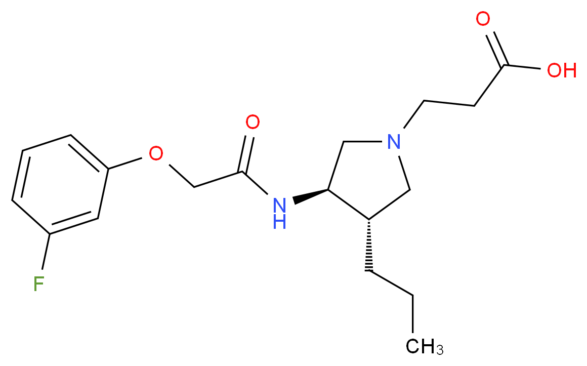 3-((3R*,4S*)-3-{[(3-fluorophenoxy)acetyl]amino}-4-propyl-1-pyrrolidinyl)propanoic acid_分子结构_CAS_)
