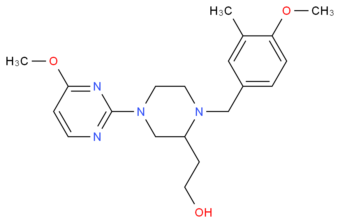 2-[1-(4-methoxy-3-methylbenzyl)-4-(4-methoxy-2-pyrimidinyl)-2-piperazinyl]ethanol_分子结构_CAS_)