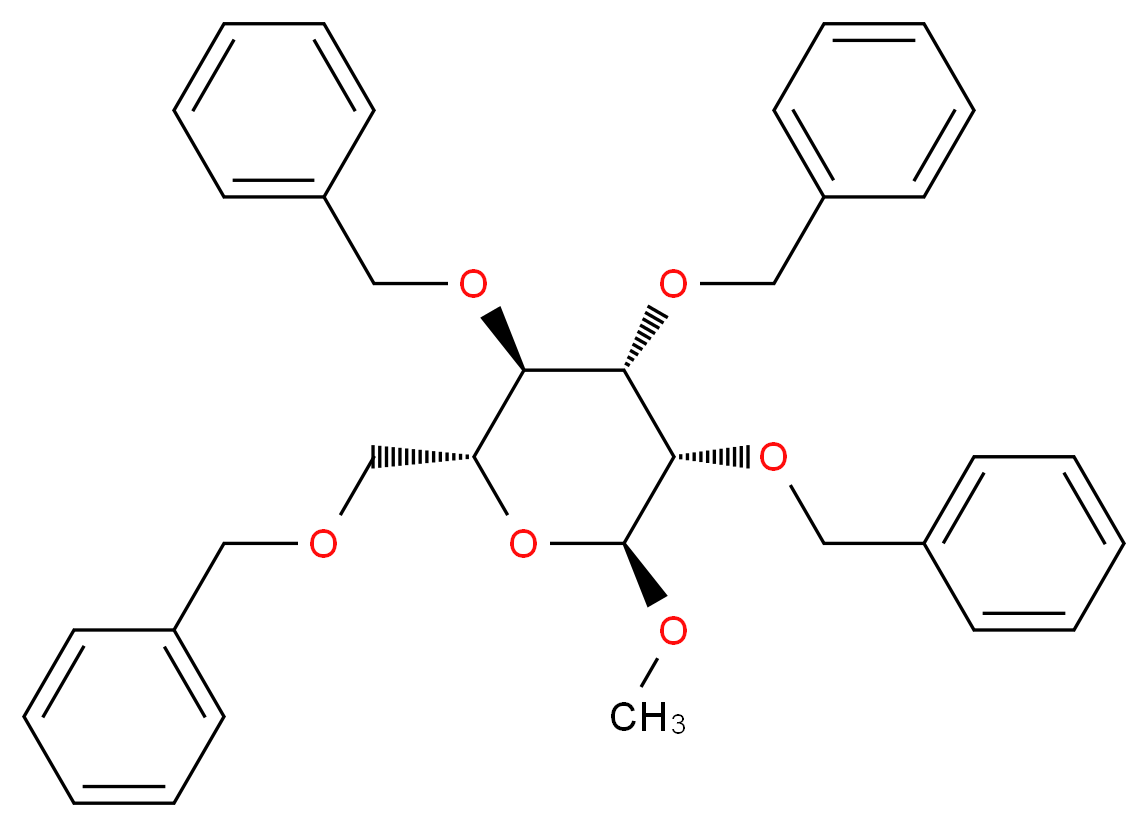 Methyl 2,3,4,6-Tetra-O-benzyl-α-D-mannopyranoside_分子结构_CAS_61330-62-9)