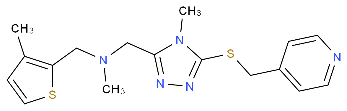 N-methyl-1-{4-methyl-5-[(4-pyridinylmethyl)thio]-4H-1,2,4-triazol-3-yl}-N-[(3-methyl-2-thienyl)methyl]methanamine_分子结构_CAS_)