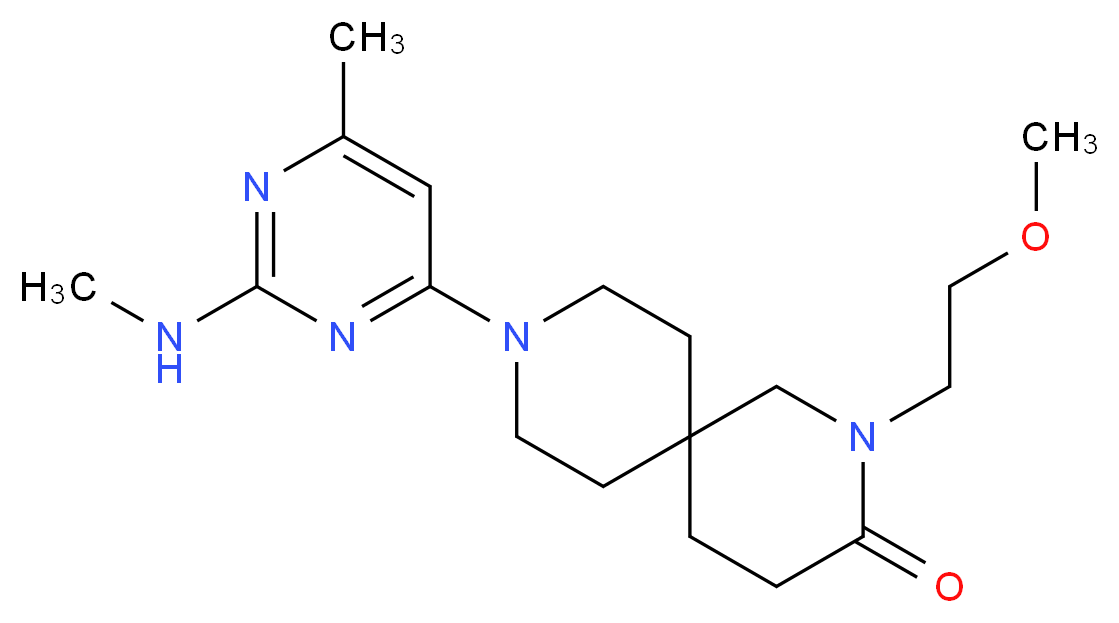 2-(2-methoxyethyl)-9-[6-methyl-2-(methylamino)pyrimidin-4-yl]-2,9-diazaspiro[5.5]undecan-3-one_分子结构_CAS_)