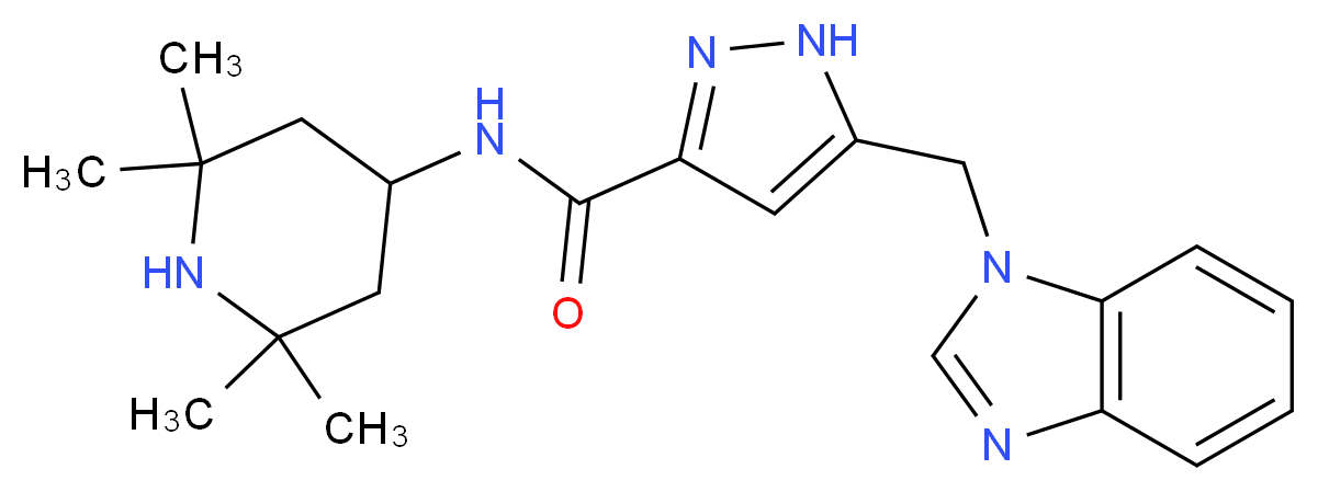 5-(1H-benzimidazol-1-ylmethyl)-N-(2,2,6,6-tetramethylpiperidin-4-yl)-1H-pyrazole-3-carboxamide_分子结构_CAS_)