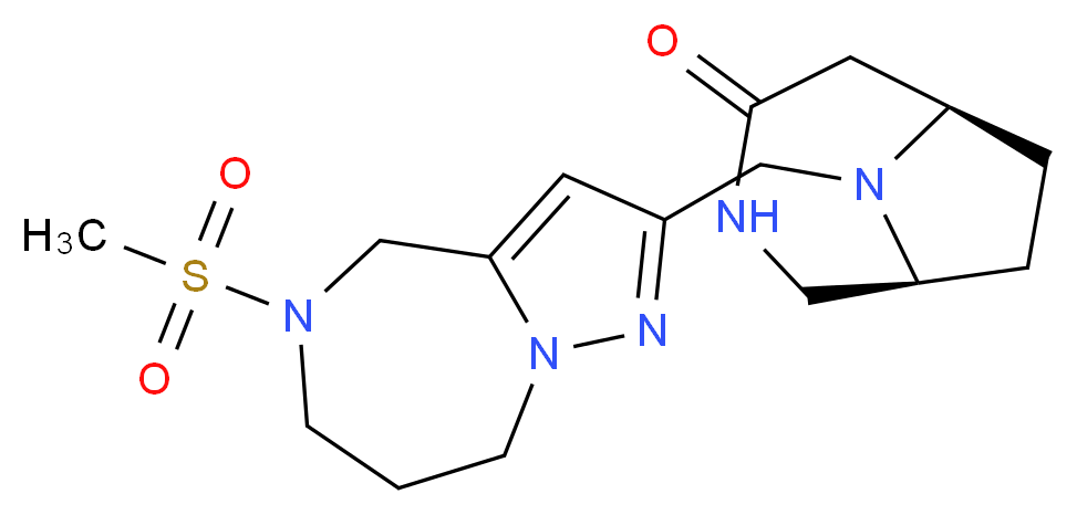 (1S*,6R*)-9-{[5-(methylsulfonyl)-5,6,7,8-tetrahydro-4H-pyrazolo[1,5-a][1,4]diazepin-2-yl]methyl}-3,9-diazabicyclo[4.2.1]nonan-4-one_分子结构_CAS_)