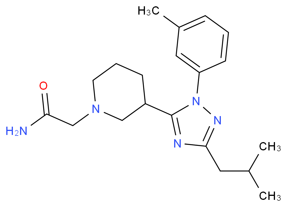 2-{3-[3-isobutyl-1-(3-methylphenyl)-1H-1,2,4-triazol-5-yl]piperidin-1-yl}acetamide_分子结构_CAS_)