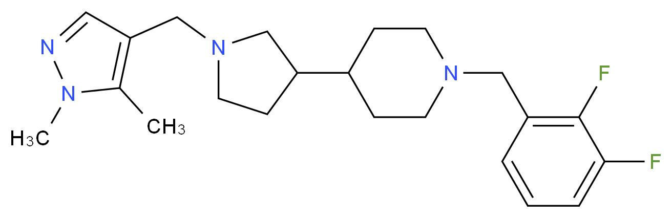 1-(2,3-difluorobenzyl)-4-{1-[(1,5-dimethyl-1H-pyrazol-4-yl)methyl]-3-pyrrolidinyl}piperidine_分子结构_CAS_)