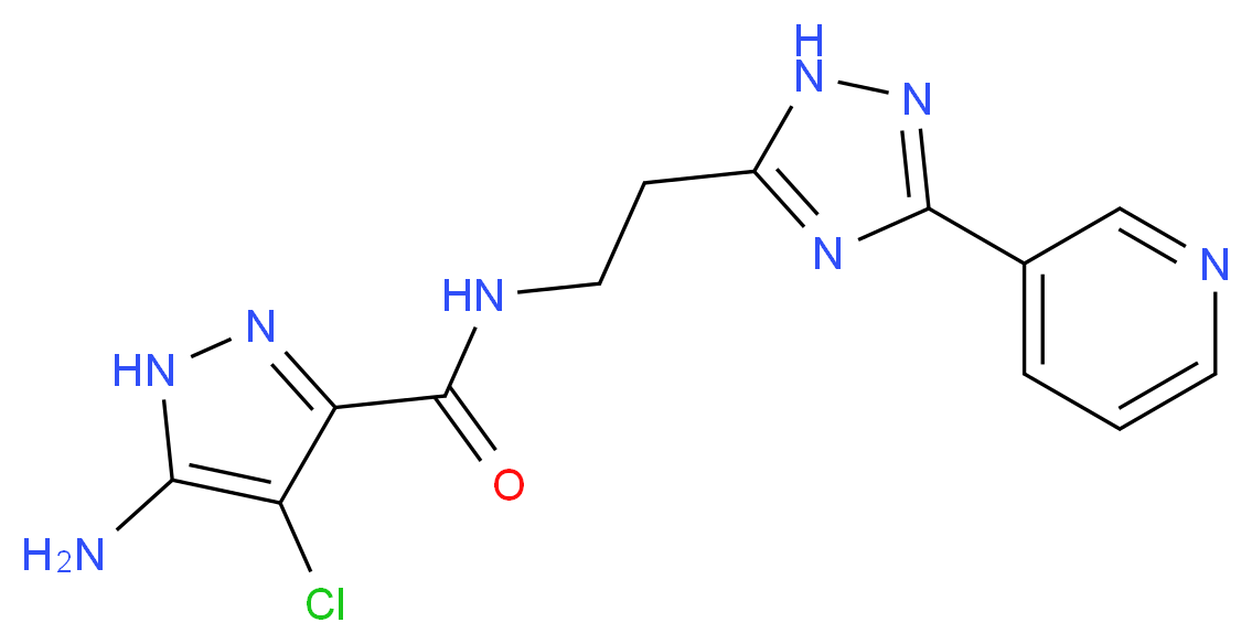 5-amino-4-chloro-N-[2-(3-pyridin-3-yl-1H-1,2,4-triazol-5-yl)ethyl]-1H-pyrazole-3-carboxamide_分子结构_CAS_)