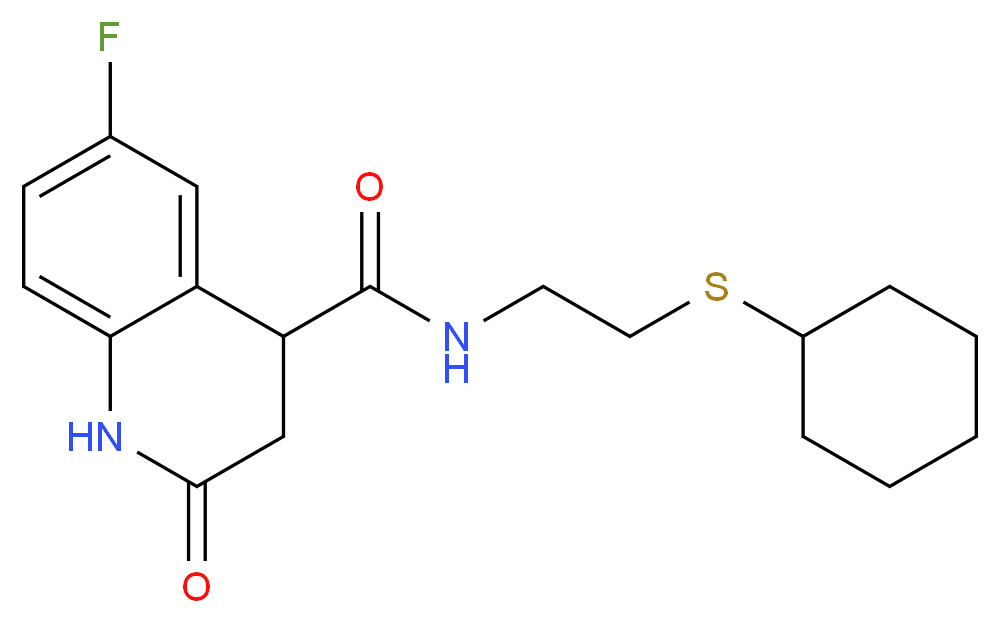 N-[2-(cyclohexylthio)ethyl]-6-fluoro-2-oxo-1,2,3,4-tetrahydro-4-quinolinecarboxamide_分子结构_CAS_)