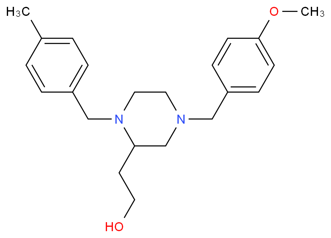 2-[4-(4-methoxybenzyl)-1-(4-methylbenzyl)-2-piperazinyl]ethanol_分子结构_CAS_)