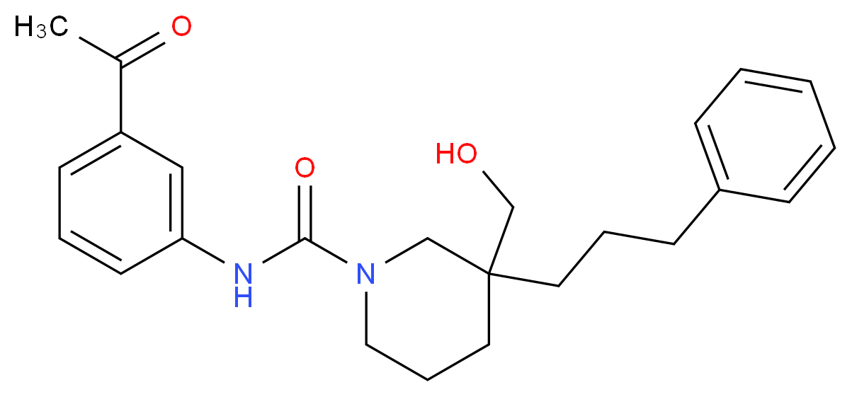 N-(3-acetylphenyl)-3-(hydroxymethyl)-3-(3-phenylpropyl)-1-piperidinecarboxamide_分子结构_CAS_)