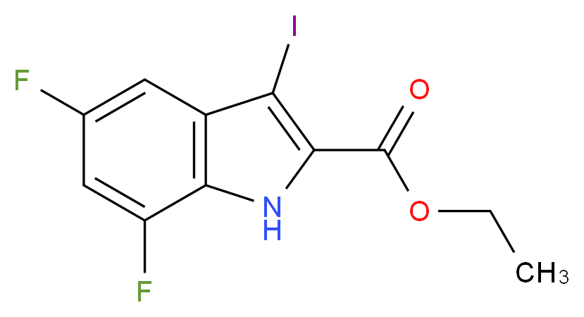 Ethyl 5,7-difluoro-3-iodo-1H-indole-2-carboxylate_分子结构_CAS_1334499-90-9)