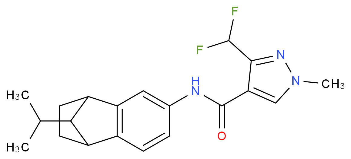 3-(difluoromethyl)-1-methyl-N-[11-(propan-2-yl)tricyclo[6.2.1.0<sup>2</sup>,<sup>7</sup>]undeca-2(7),3,5-trien-4-yl]-1H-pyrazole-4-carboxamide_分子结构_CAS_881685-58-1