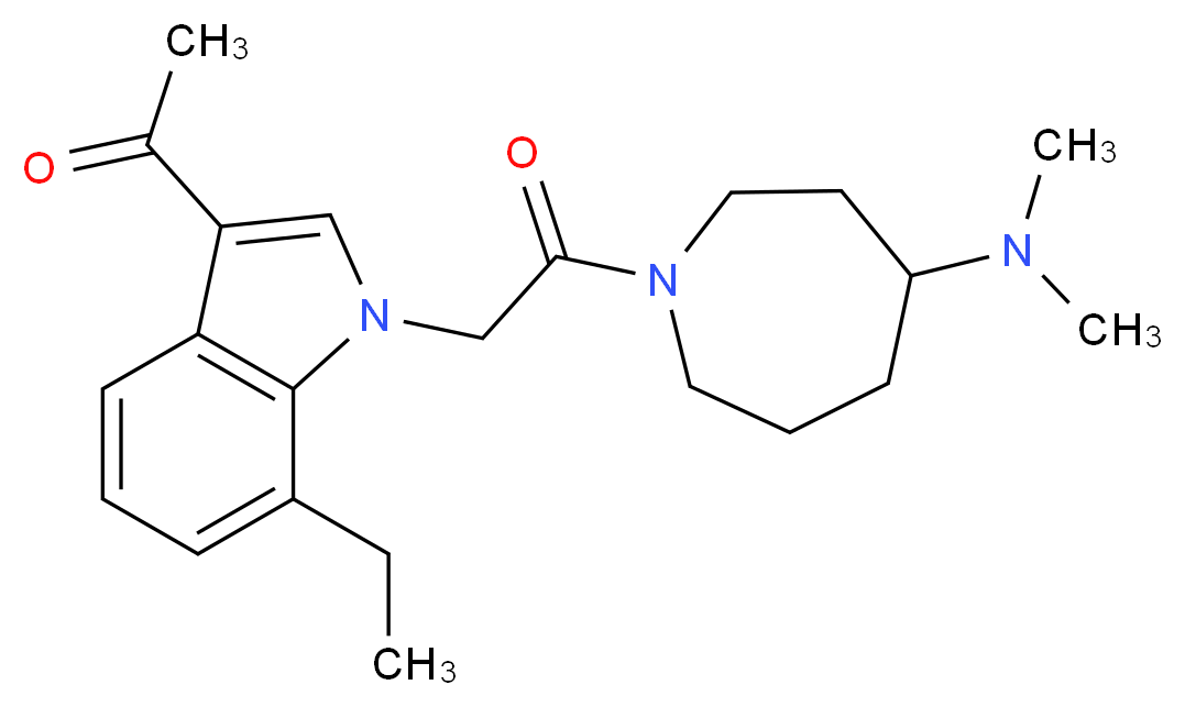 1-(1-{2-[4-(dimethylamino)-1-azepanyl]-2-oxoethyl}-7-ethyl-1H-indol-3-yl)ethanone_分子结构_CAS_)