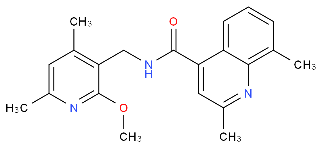 N-[(2-methoxy-4,6-dimethyl-3-pyridinyl)methyl]-2,8-dimethyl-4-quinolinecarboxamide_分子结构_CAS_)