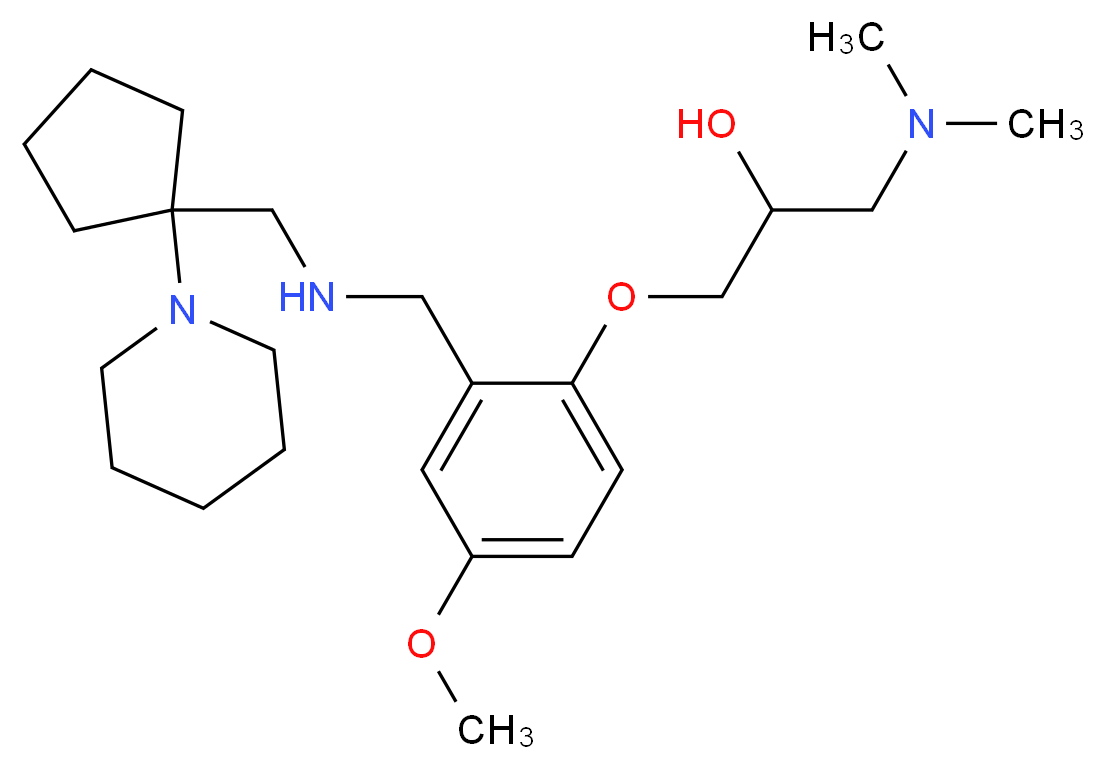 1-(dimethylamino)-3-{4-methoxy-2-[({[1-(1-piperidinyl)cyclopentyl]methyl}amino)methyl]phenoxy}-2-propanol_分子结构_CAS_)