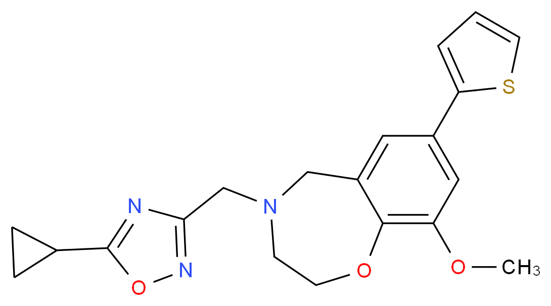 4-[(5-cyclopropyl-1,2,4-oxadiazol-3-yl)methyl]-9-methoxy-7-(2-thienyl)-2,3,4,5-tetrahydro-1,4-benzoxazepine_分子结构_CAS_)