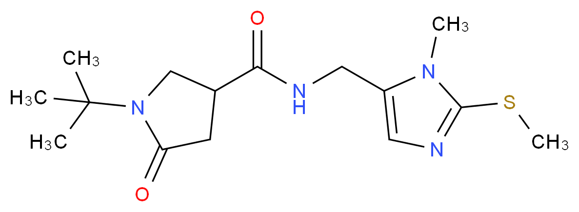 1-tert-butyl-N-{[1-methyl-2-(methylthio)-1H-imidazol-5-yl]methyl}-5-oxo-3-pyrrolidinecarboxamide_分子结构_CAS_)