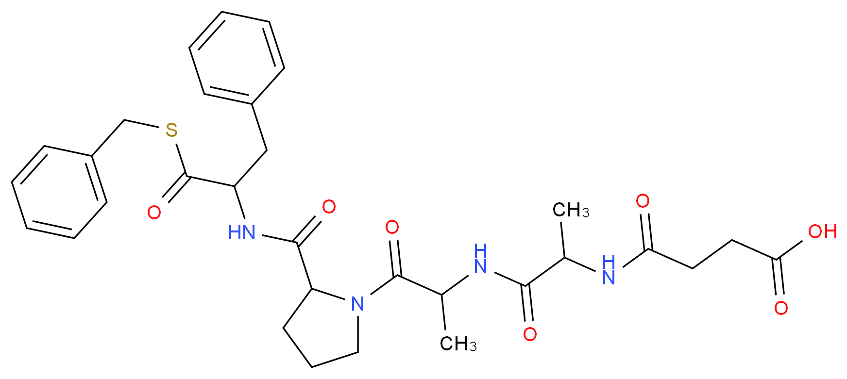 3-[(1-{[1-(2-{[1-(benzylsulfanyl)-1-oxo-3-phenylpropan-2-yl]carbamoyl}pyrrolidin-1-yl)-1-oxopropan-2-yl]carbamoyl}ethyl)carbamoyl]propanoic acid_分子结构_CAS_9025-24-5