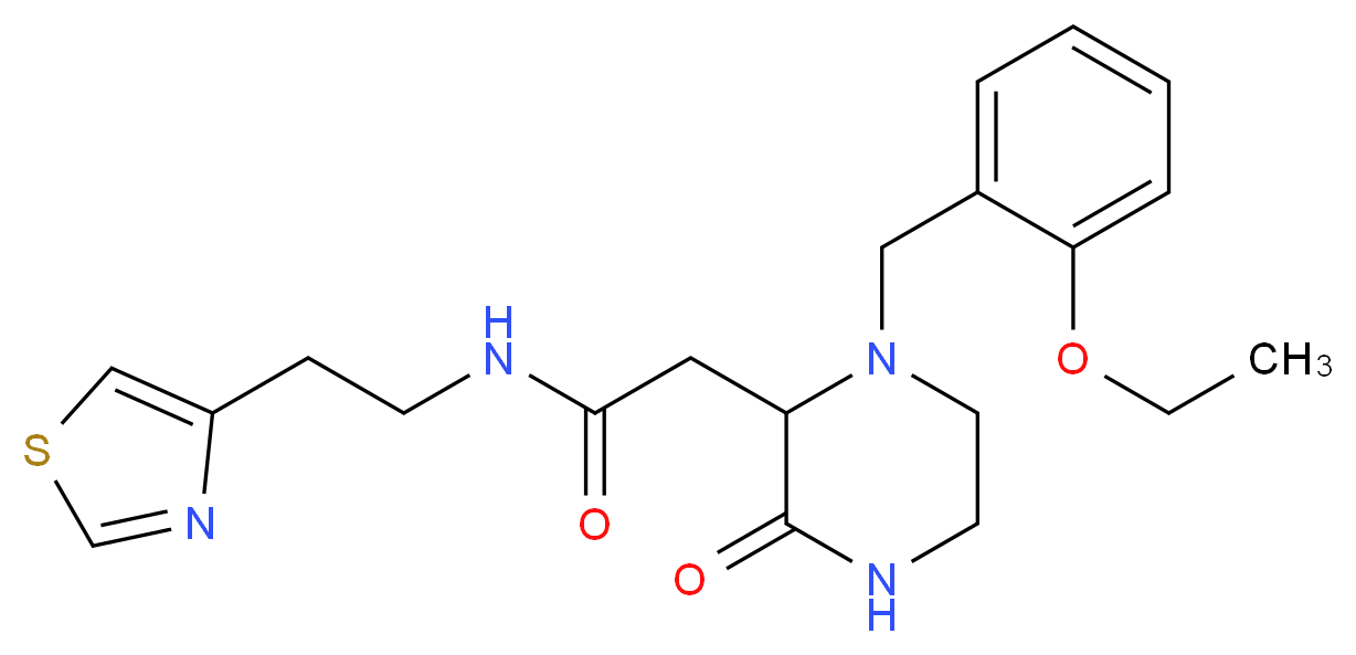 2-[1-(2-ethoxybenzyl)-3-oxo-2-piperazinyl]-N-[2-(1,3-thiazol-4-yl)ethyl]acetamide_分子结构_CAS_)