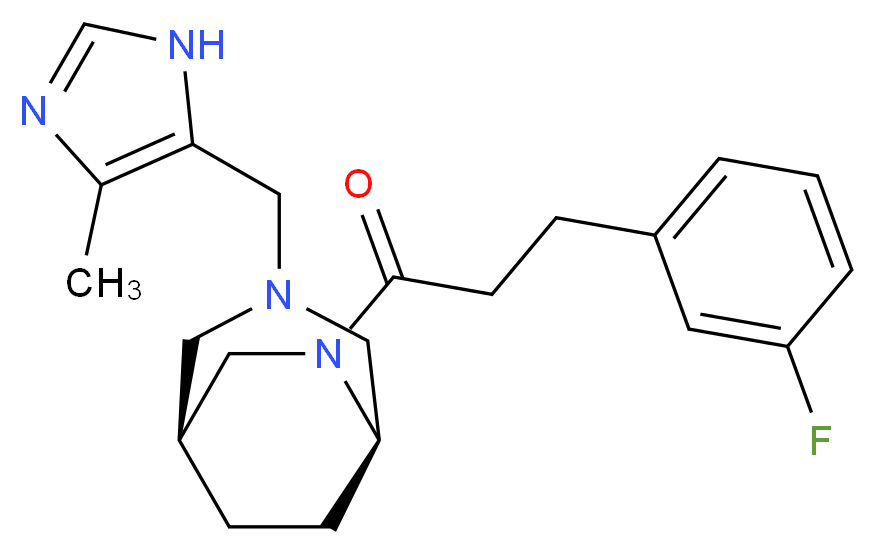 (1S*,5R*)-6-[3-(3-fluorophenyl)propanoyl]-3-[(4-methyl-1H-imidazol-5-yl)methyl]-3,6-diazabicyclo[3.2.2]nonane_分子结构_CAS_)