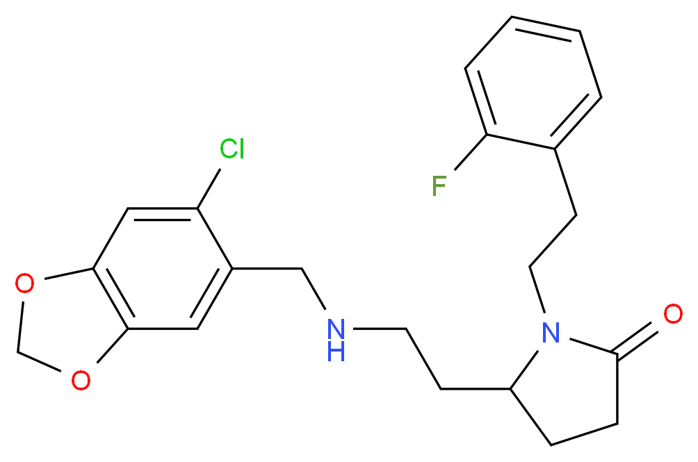 5-(2-{[(6-chloro-1,3-benzodioxol-5-yl)methyl]amino}ethyl)-1-[2-(2-fluorophenyl)ethyl]-2-pyrrolidinone_分子结构_CAS_)