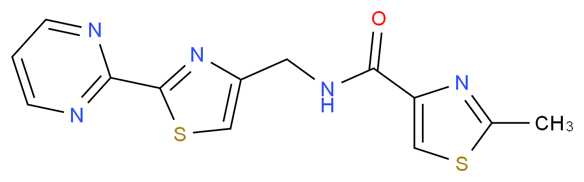 2-methyl-N-[(2-pyrimidin-2-yl-1,3-thiazol-4-yl)methyl]-1,3-thiazole-4-carboxamide_分子结构_CAS_)