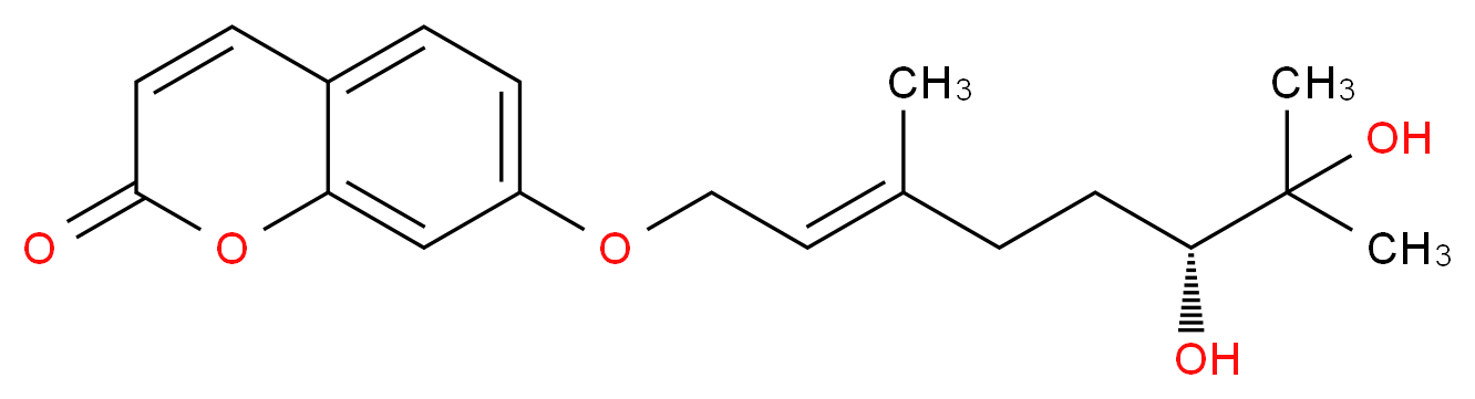 7-{[(2E,6R)-6,7-dihydroxy-3,7-dimethyloct-2-en-1-yl]oxy}-2H-chromen-2-one_分子结构_CAS_14957-38-1