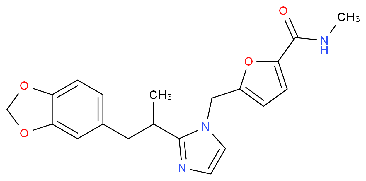 5-({2-[2-(1,3-benzodioxol-5-yl)-1-methylethyl]-1H-imidazol-1-yl}methyl)-N-methyl-2-furamide_分子结构_CAS_)