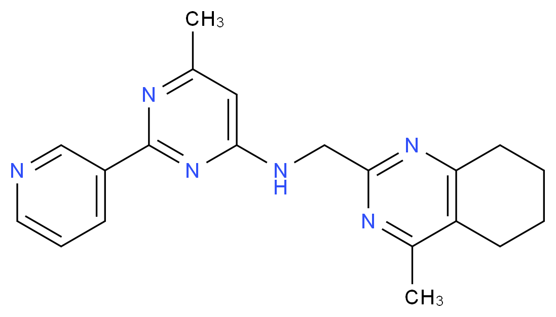 6-methyl-N-[(4-methyl-5,6,7,8-tetrahydroquinazolin-2-yl)methyl]-2-pyridin-3-ylpyrimidin-4-amine_分子结构_CAS_)
