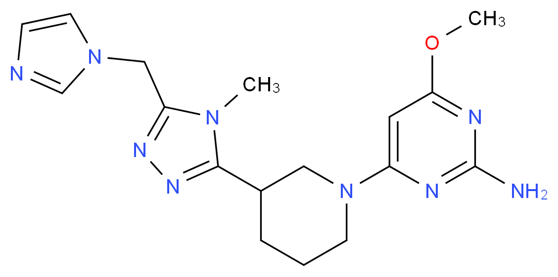4-{3-[5-(1H-imidazol-1-ylmethyl)-4-methyl-4H-1,2,4-triazol-3-yl]piperidin-1-yl}-6-methoxypyrimidin-2-amine_分子结构_CAS_)