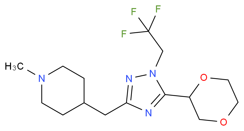 4-{[5-(1,4-dioxan-2-yl)-1-(2,2,2-trifluoroethyl)-1H-1,2,4-triazol-3-yl]methyl}-1-methylpiperidine_分子结构_CAS_)