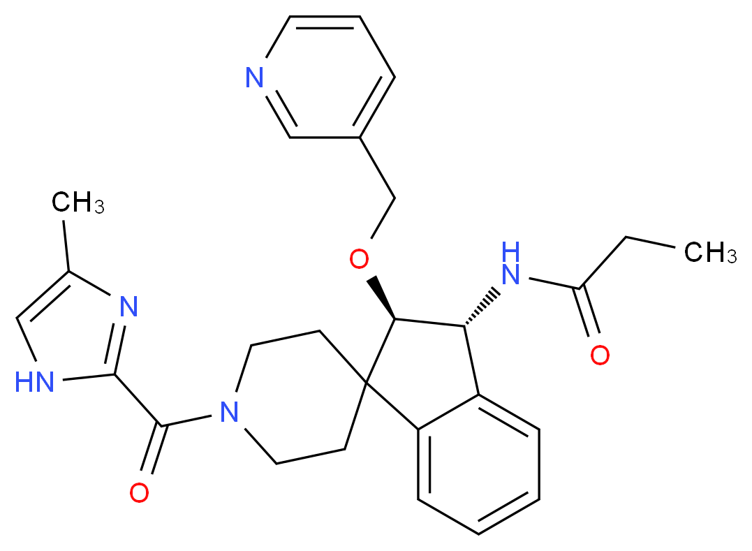 N-[(2R*,3R*)-1'-[(4-methyl-1H-imidazol-2-yl)carbonyl]-2-(3-pyridinylmethoxy)-2,3-dihydrospiro[indene-1,4'-piperidin]-3-yl]propanamide_分子结构_CAS_)