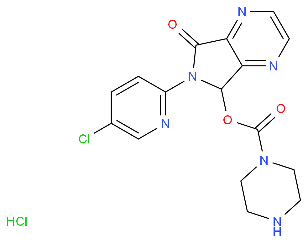 6-(5-chloropyridin-2-yl)-7-oxo-5H,6H,7H-pyrrolo[3,4-b]pyrazin-5-yl piperazine-1-carboxylate hydrochloride_分子结构_CAS_59878-63-6