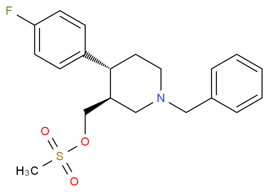 trans 1-Benzyl-4-(4-fluorophenyl)-3-methylsulfonatepiperidine_分子结构_CAS_201855-71-2)