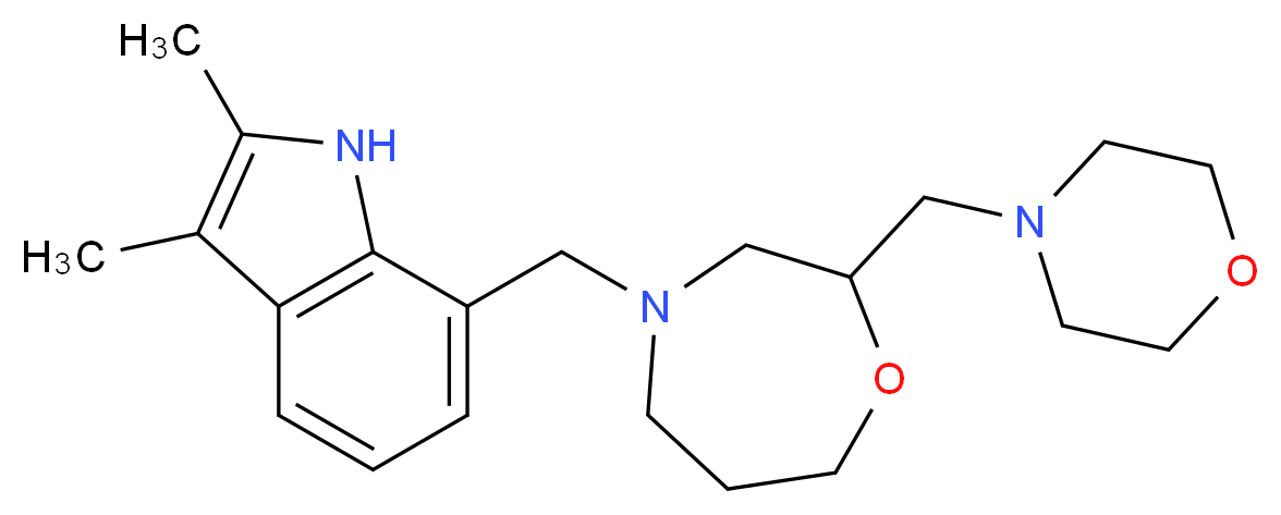 2,3-dimethyl-7-{[2-(morpholin-4-ylmethyl)-1,4-oxazepan-4-yl]methyl}-1H-indole_分子结构_CAS_)